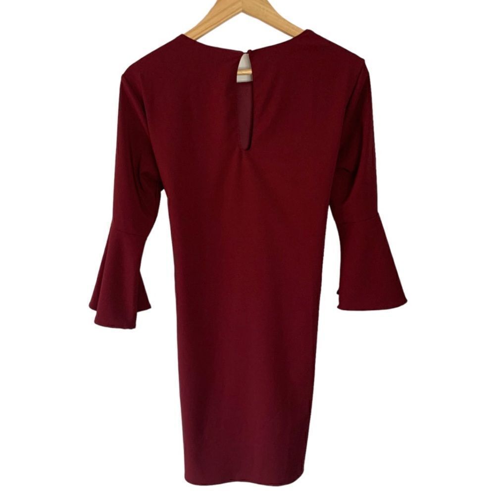 Lulus Last Love Song Burgundy Tie Waist Dress Medium - Picture 6 of 9